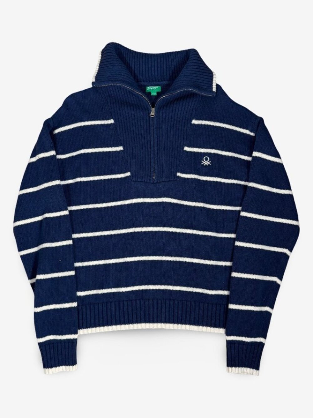 United Colors of Benetton High-Neck Cotton 1/4 Zip Sweater